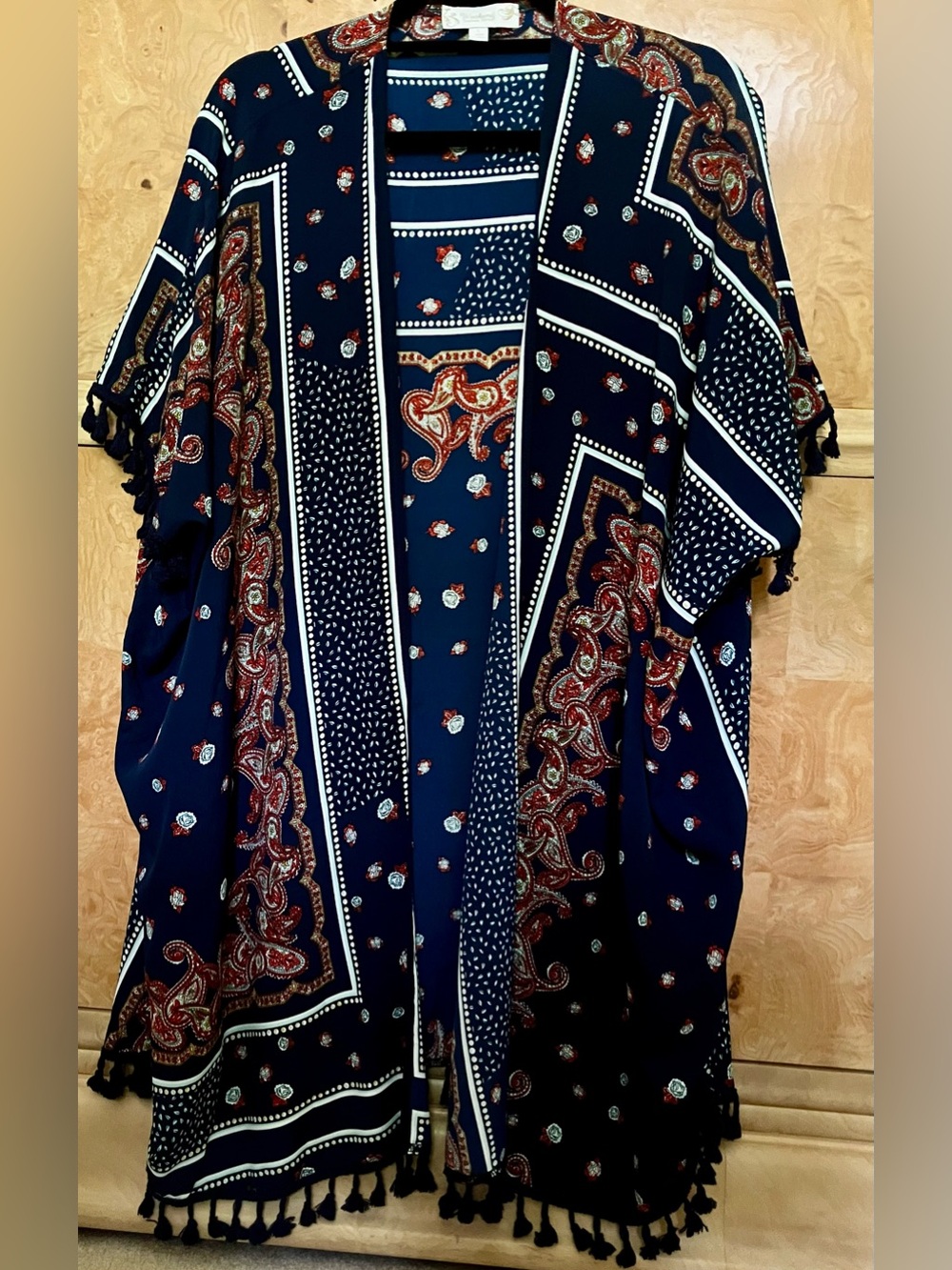 Suzanne Betro Weekend Kimono Duster Size L Boho Paisley
